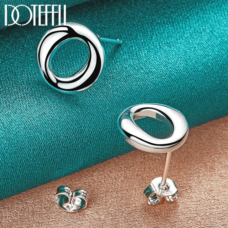 Pendientes de perforación redondos clásicos regalo de plata joyería de boda de moda