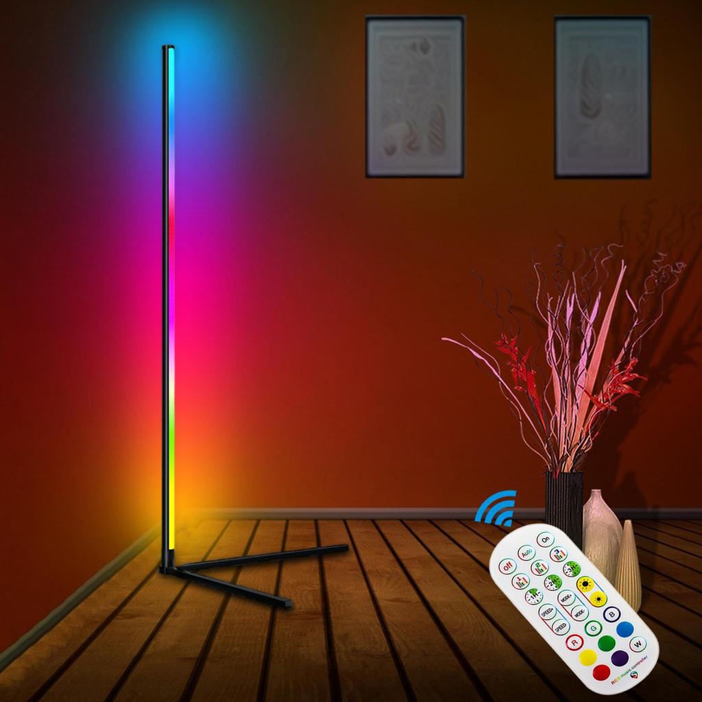 Corner Floor Lamp Dimmable RGB Decoration Remote Standing for Bedroom