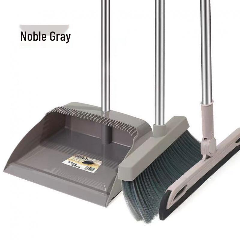 Indoor/Outdoor Broom and Dustpan Set with Magic Silicone Bristles