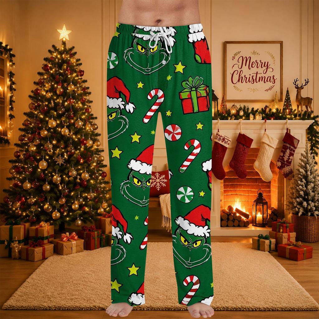 Men's Christmas Print Sleep Pants for Casual Lounging