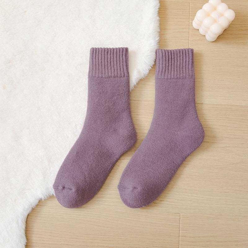 Women's Terry Fluffy Mid-Calf Socks - Thick, Warm, Imitation Cashmere for Autumn & Winter Versatility