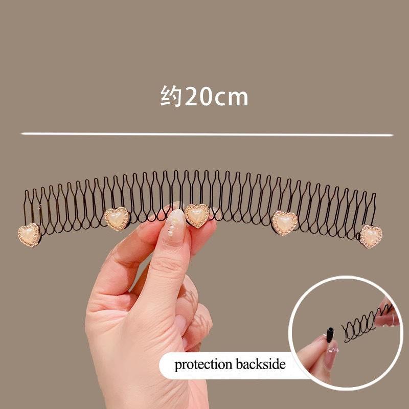 

Прекрасный органайзер для волос с жемчугом и цветком для девочек и женщин, заколка для волос, невидимая челка, фиксированная вставка, расческа, тиара, повязка на голову, аксессуары Exquisite love