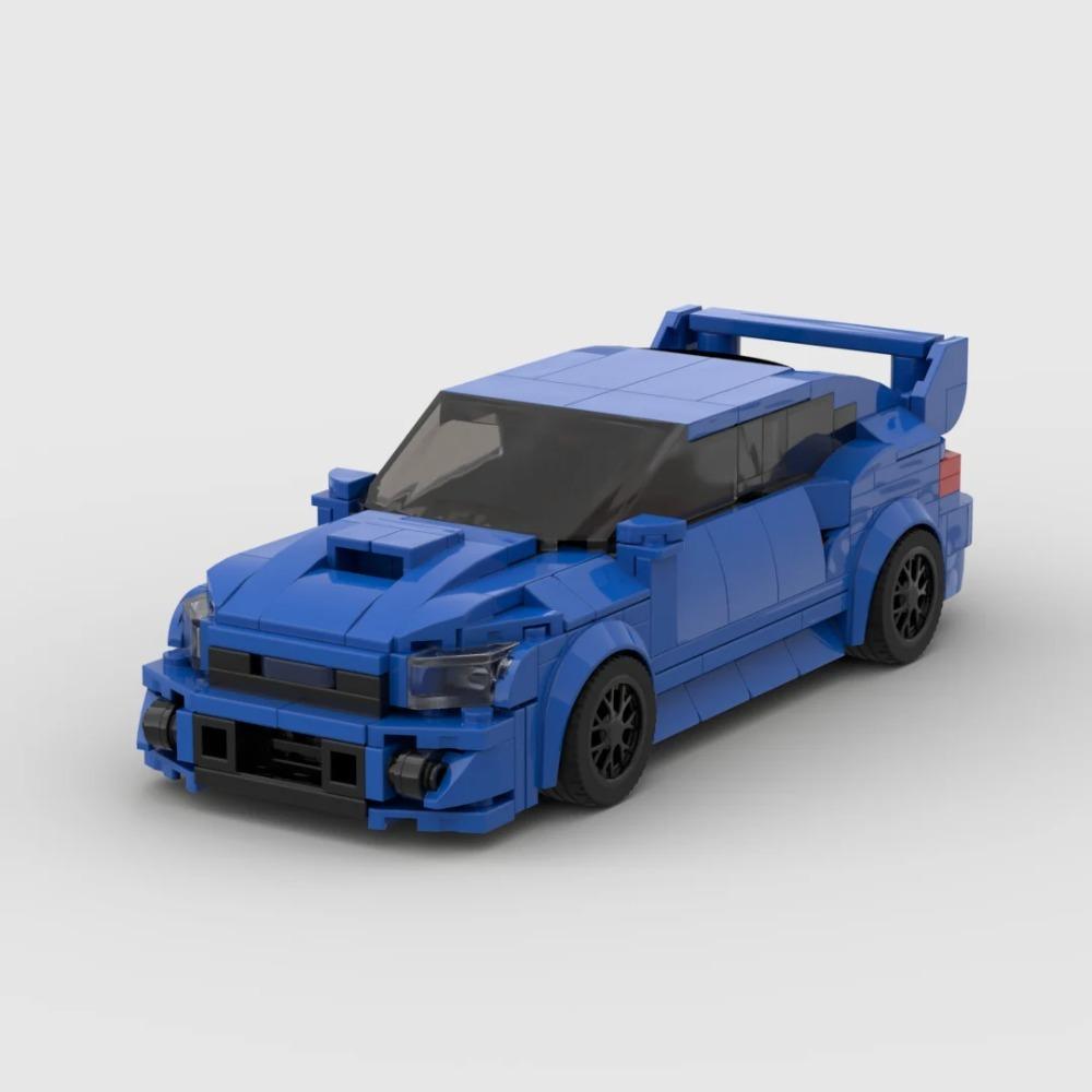 MOC Subaru WRX STI 303 Teile Rennsportwagen Fahrzeug Rennfahrer Bausteine Stein Kreative Garage Spielzeug für Jungen