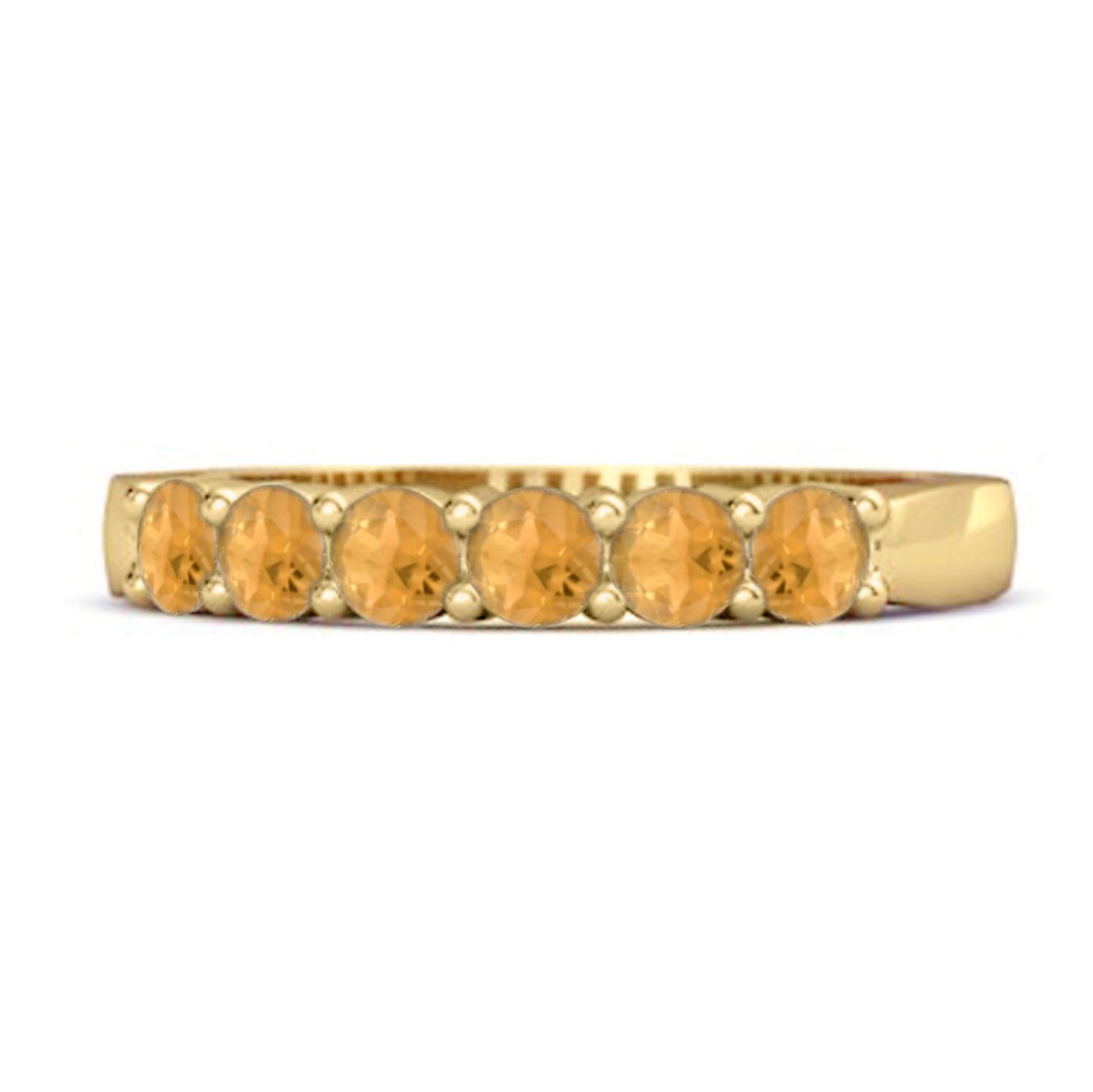 Citrine Half Eternity Band Ring - 925 Sterling Silver Gold Vermeil 6