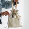 1pc Portable Lunch Bag With Drawstring Bento Storage Bag with Pocket Office Students Food Storage Bag Simple Japanese Style