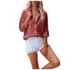 Women Solid Color Cotton Linen Shirt Long Sleeve Lapel Button Button Shirt
