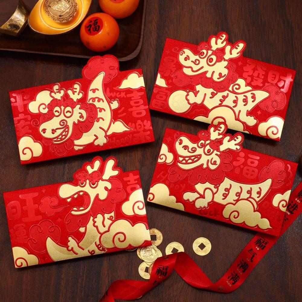 

Dragon Pattern Money Pocket 2024 New Year Packet Blessing Bag Red Pocket New Year Gifts E