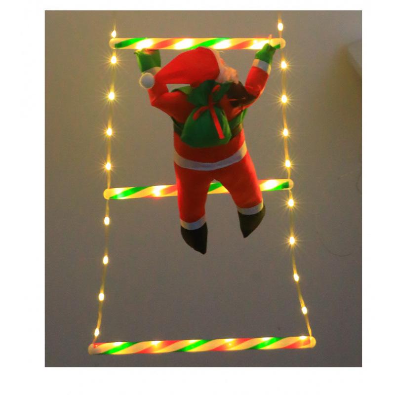 LED Santa Claus Climbing Ladder Hanging Lights - Waterproof Outdoor Christmas Decoration