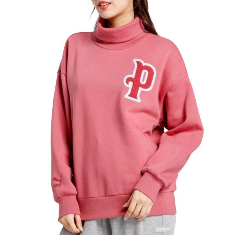 Puma Sports Lifestyle Serie Buchstabenmuster Lässiges Sweatshirt mit Stehkragen Langarm Damen Sweatshirt Rosa 534387-25