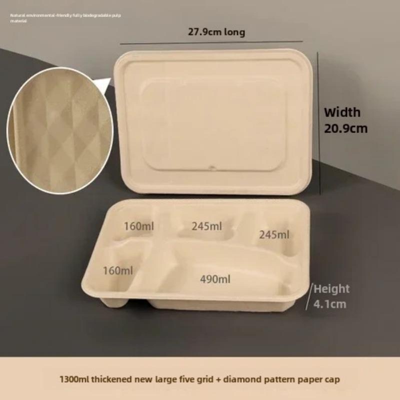 Caja de embalaje desechable para entrega dividida, 10 unidades, gran capacidad, papel de cuadrícula múltiple, cajas para el almuerzo, respetuosas con el medio ambiente, para microondas