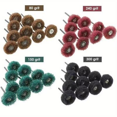 20pcs Mini Drill Abrasive Brush Nylon Buffing Polishing Wheel with  About 25mm Shank Grinding Sanding Head for Dremel Rotary Too