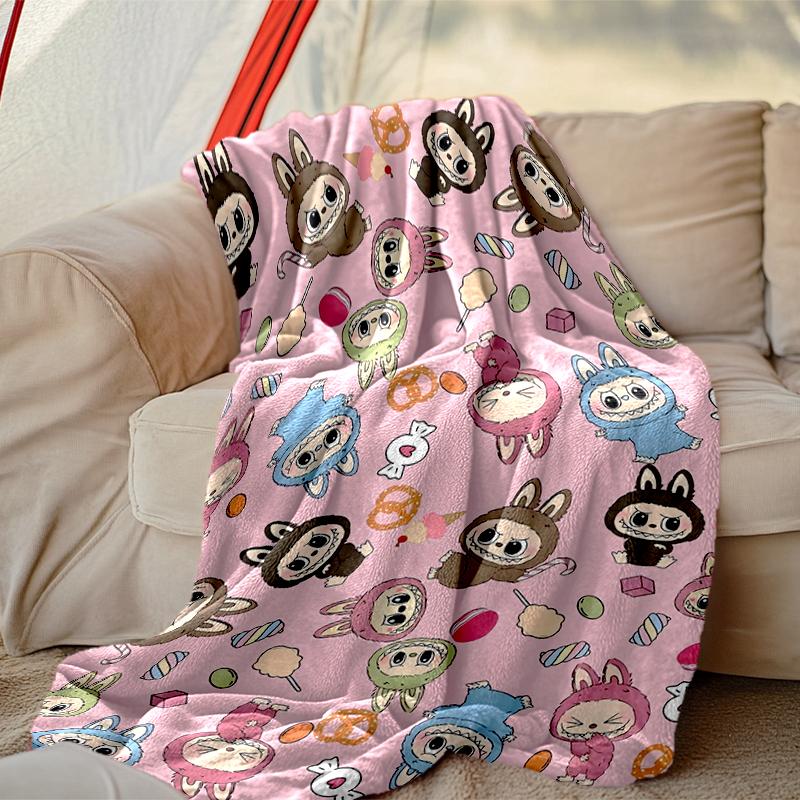 1 Stück Digitale Druck-Kuscheldecke, LABUBU Decke für den Heimgebrauch, Ganzjahreswärme, Weihnachts- und Valentinstags-Geschenkdecke