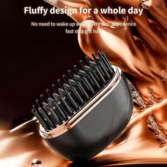 New Mini Hair Straightener Brush 3 Temperature Settings Heated Quickly Anti-Scald Shell Straightening Brush USB Charging for Tra