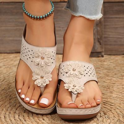 Eleganti infradito con zeppa e plateau per donna, comode estive, sandali con suola spessa, casual e alla moda, con tacco a zeppa, disponibili in grandi taglie