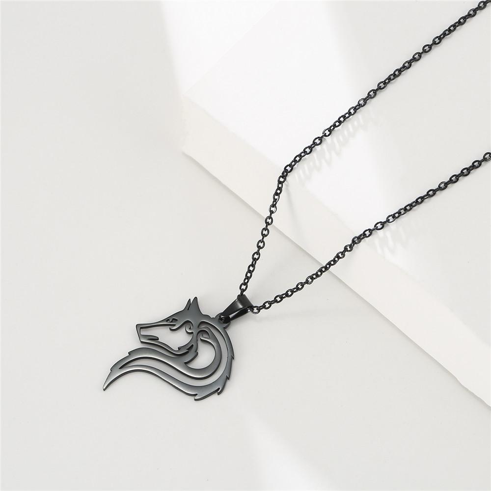 Ancient Fenrir Wolf Necklace Stainless Steel Pendant Tribal Jewelry Gift for Men and Women