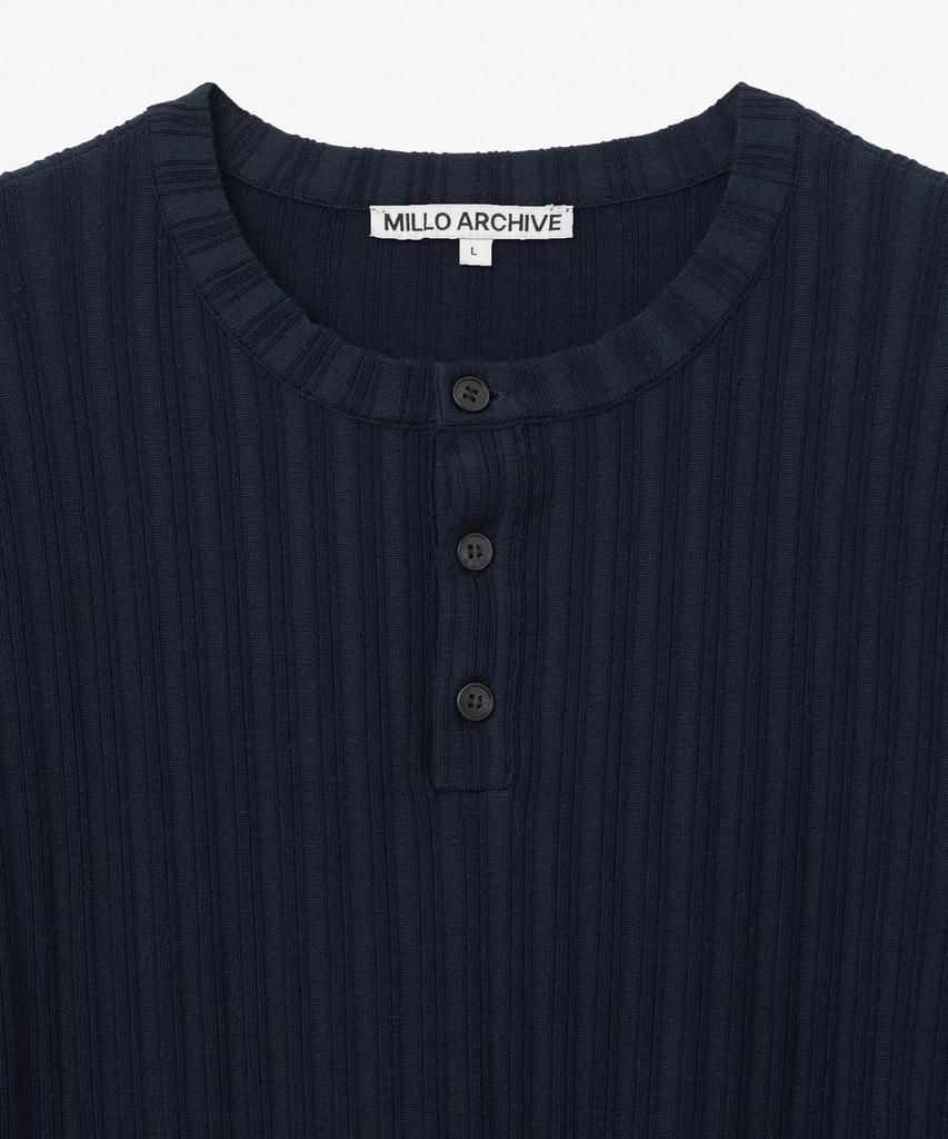 MILLO ARCHIVE Draft Henley Neck Knit [Navy]