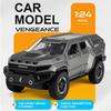 1:24 Scale Vengeance Police Car Model Toy Doors Opened Pull Back Models Front Wheel Steer Sound Light Vehicle for Brothers Gift