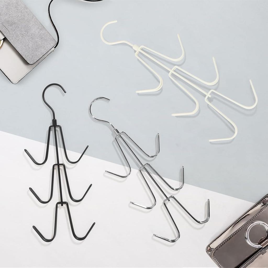 TOPIA HANGER Purse Hanger Organizer for Closet, 2-Pack Handbag Organizer Hanger, 360°Swivel Metal Purse Hooks, Bag Rack, Belt Organizer, Tie Rack,