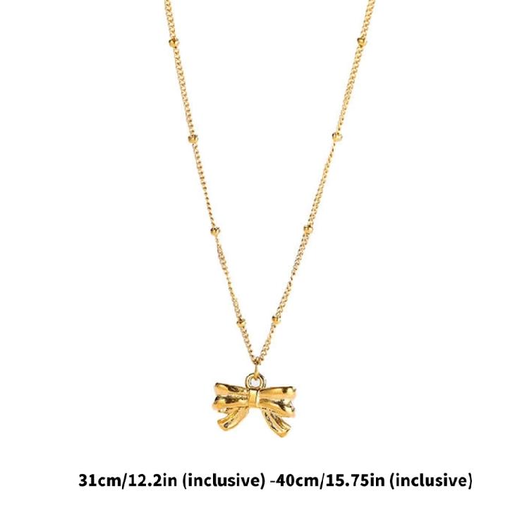 Adjustable Necklace Titaniums Steel Necklace Bead Chain Necklace Bowknot Pendant Necklace Suitable for Various Occasion
