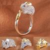 Milangirl  Cubic Zirconia Open Wedding Adjustable Rings Cute Finger Ring Bunny Animal  Rabbit Shape Rings for Women
