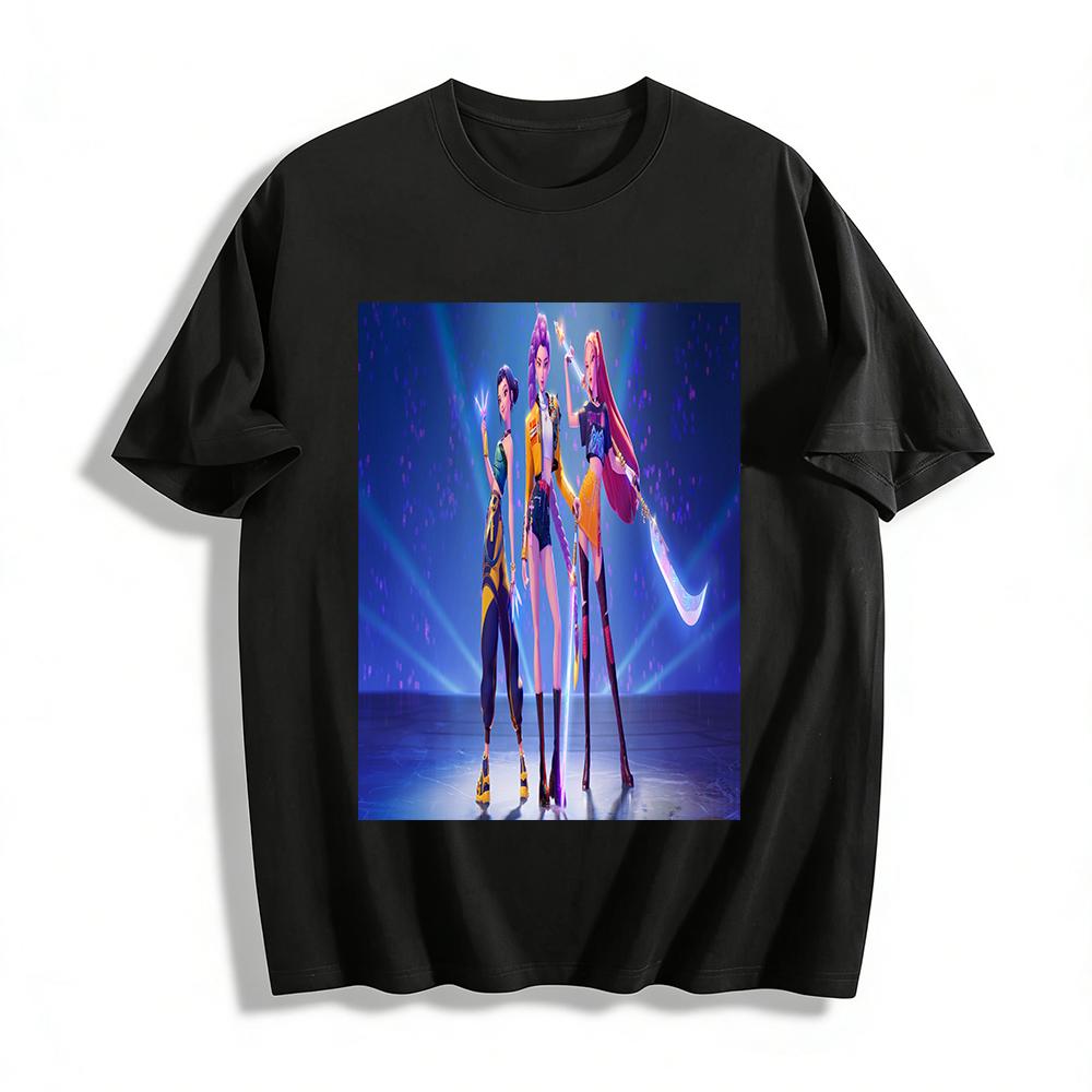 

Virtual Girl Group Print T-shirt Trendy Anime Style Loose Breathable Unisex Casual Top Pure cotton T-shirt XXS