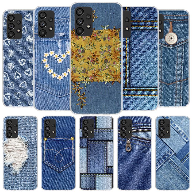 Jeans Cowboy Denim Printed Phone Case For Samsung Galaxy A17 A37 A57 A16 A26 A36 A56 A15 A25 A35 A55 A14 A24 A34 A54 A13 A23 A33