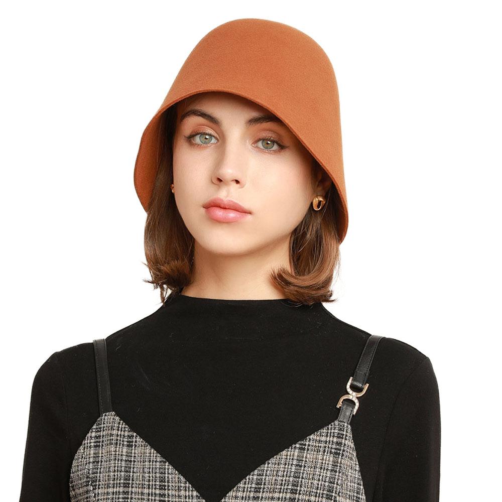 Solid Color Winter Bucket Hat 100% Wool 