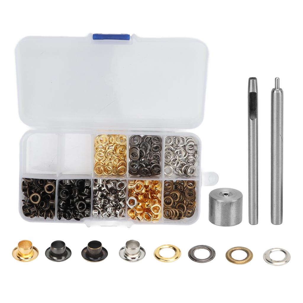 240pcs Grommets 4mm DIY Plated Practical Small 4 Colors Metal Eyelets Grommets Ornament Sets Tool