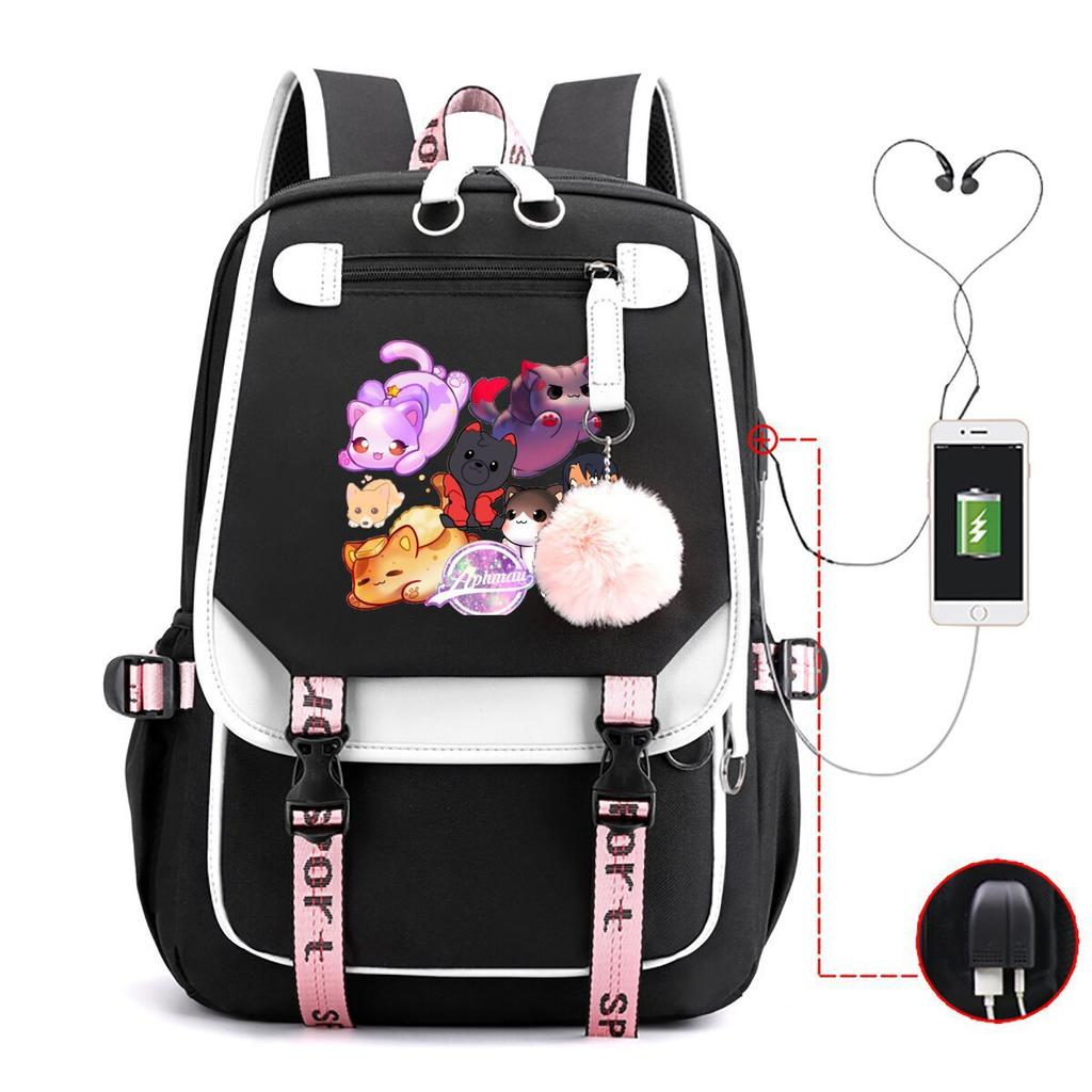 My World Harajuku Leisure Backpack Junior High School Student Elementary School Student Multifunctional USB School Bag Female
