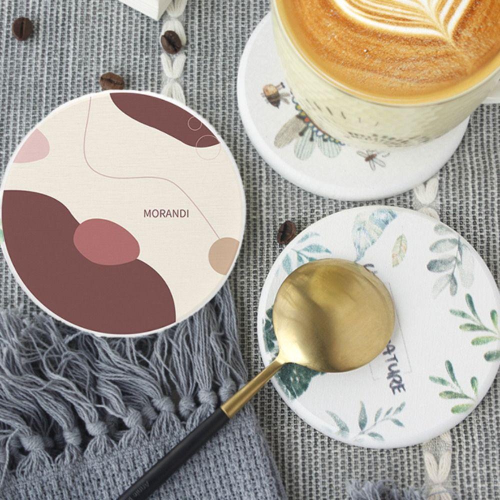 4pcs Quick-drying Cup Mat Water-absorbent Insulation Pad Table Decor Mug Mat Tea Room