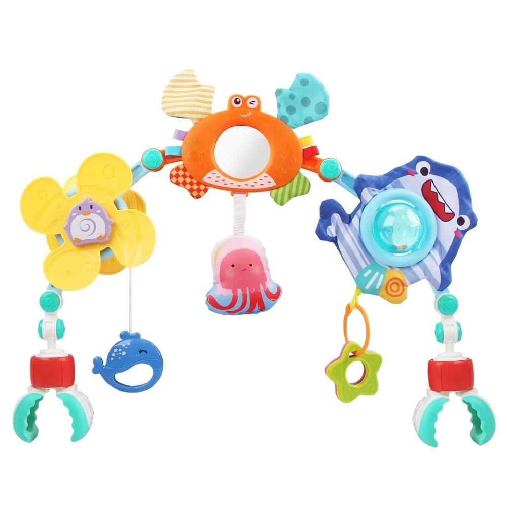Crab&Shark Crib Hanging Bell Sunflower Infant Grab Exercise Baby Interactive Toys  Stroller