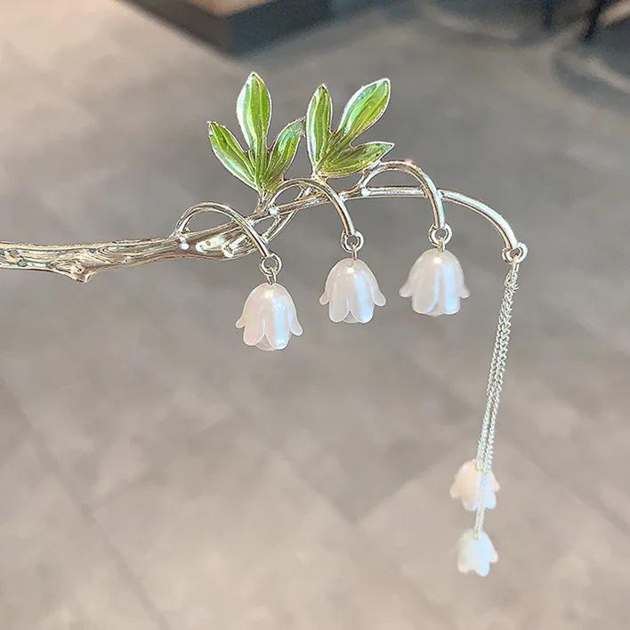Drip Oil  Metal Hair Sticks Fashion Lily Of The Valley Flower Hair Clips Hairpins Bell Orchid Hair Chopsticks Headwear