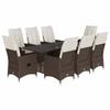 VidaXL Garden Dining Set and Cushions 9 Pcs Brown Poly Rattan 3276777