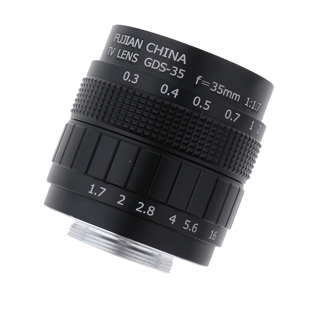 

35mm F1.7 Manual Focus C Mount TV Lens Fixed CCTV Lens for Mirrorless Cameras and Video Production чёрный