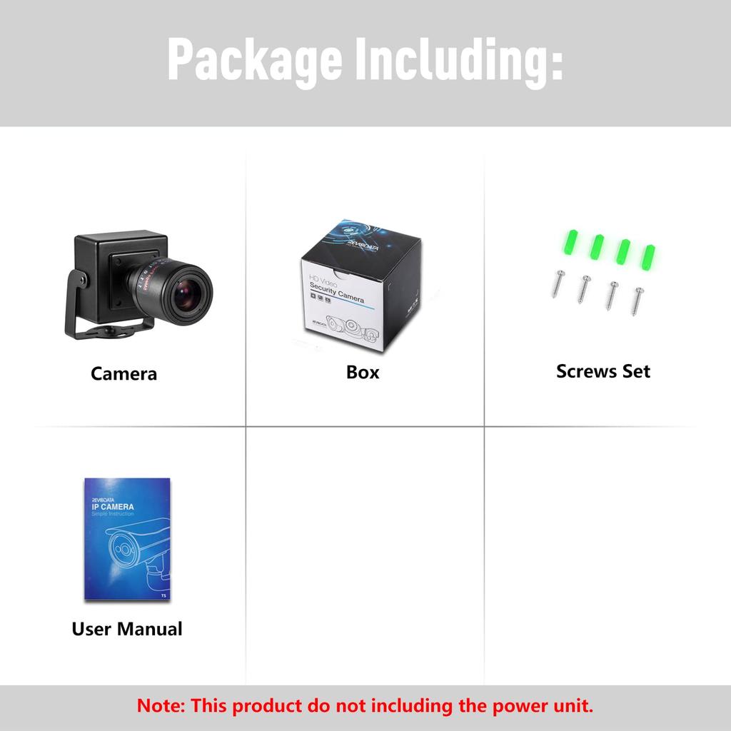 REVODATA Cameră de supraveghere interioară mică cu detecție a mișcării, POE IP Mini, cu obiectiv cu zoom manual, Ultra HD 2880x1620P, 6-22mm H.265, PC/Telefon