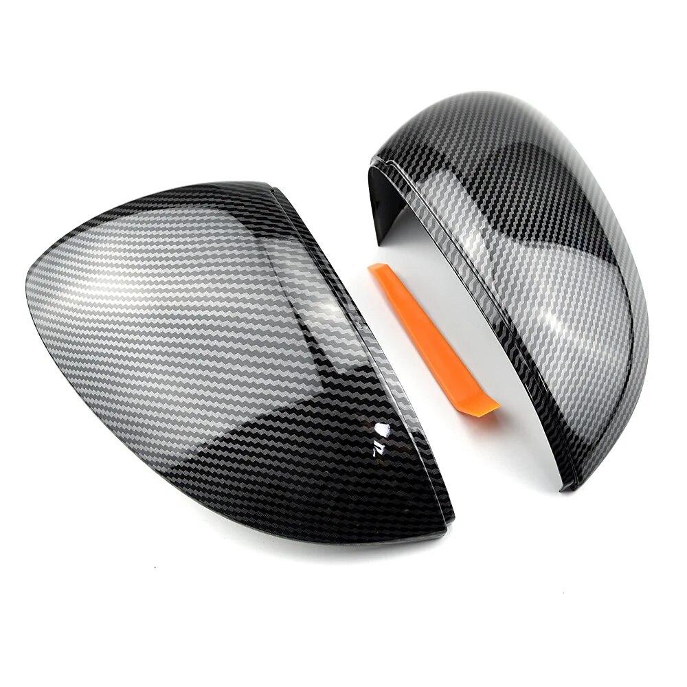 For Volkswagen Golf MK8 VIII 8 Side Mirror Covers Caps (Carbon Look) 2022 for VW Glossy Black Wing Rearview
