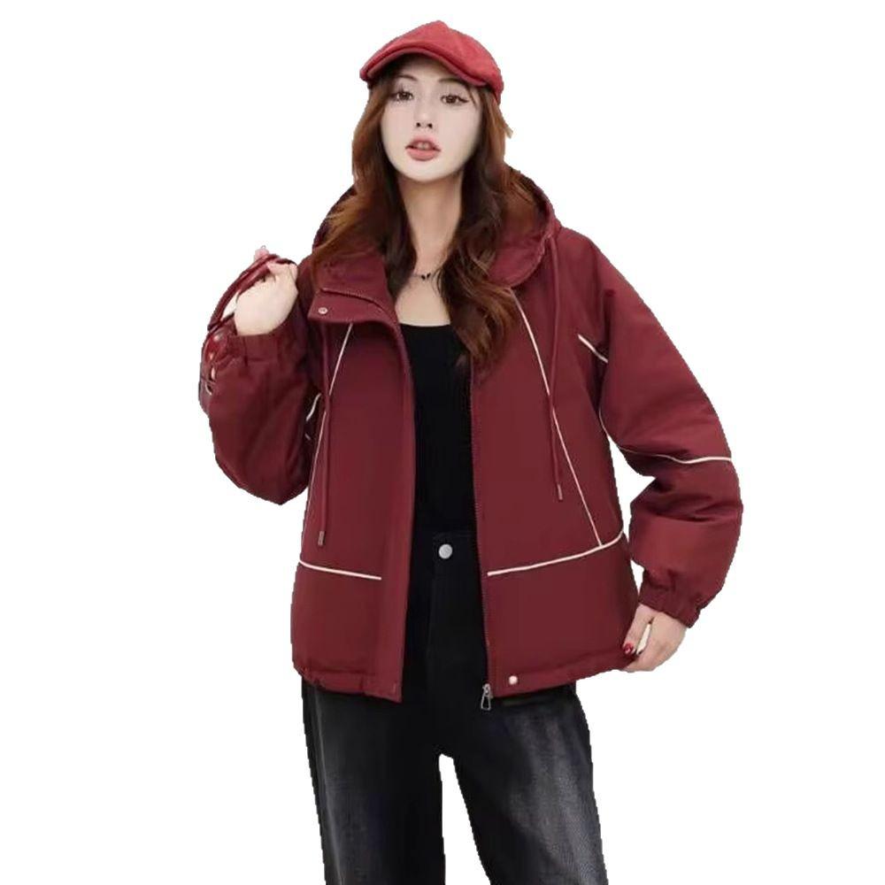 Korean Style Color Block Hooded Windbreaker for Women, 2025 Spring/Autumn, Lightweight Loose Fit Petite Jacket