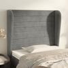 Headboard - With Ears - Light Grey Velvet - Adjustable Height - Solid Wood 93x23x118/128 Cm