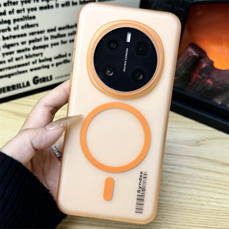 

For Honor 300 Ultra 200 Lite 100 Pro Back Cover Translucent For MagSafe Case For Honor Magic 7 6 Pro Frosted Barcode Phone Cases Honor 100 Pro оранжевый