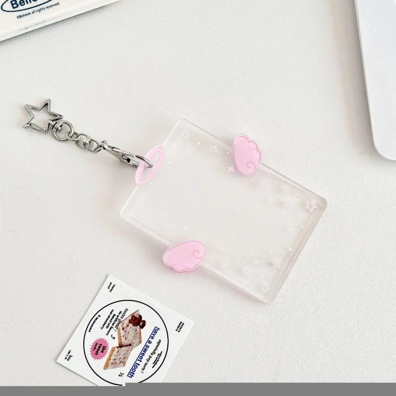 Card Clip, Keychain Sleeve, Transparent Acrylic Badge ID, Album Photo Frame, Convenient and Practical for Going Out