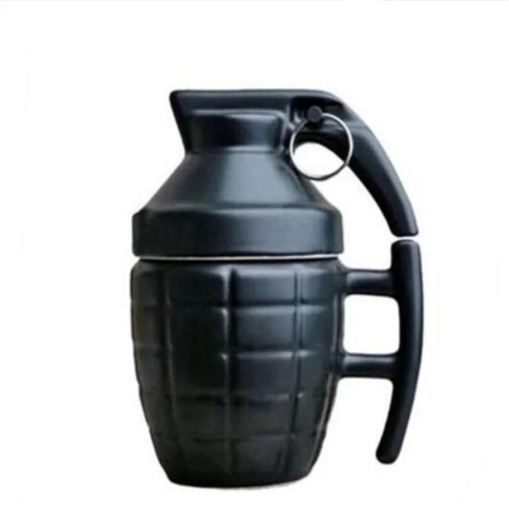 Funny Grenade Shaped Water Bottle Ceramic Coffee Mug Leak Proof Insulated Thermos Cup Unique Gift for Men Camping Office Use