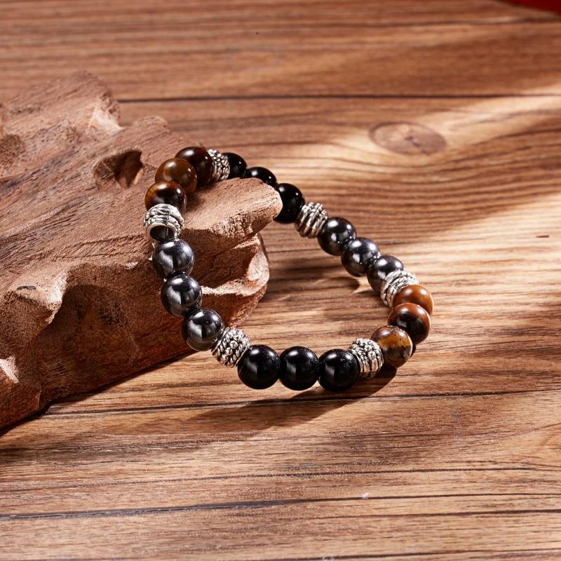 Natural Stone Tiger Eye Beads Bracelet Handmade Casual Jewelry for Men Women Fashion Adjustable Bracelet Hommes Bijoux Gift
