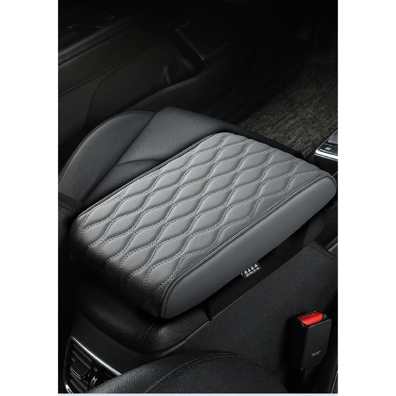 Car Armrest Mat Center Console Arm Rest Protection Cushion Wave Embroider PU Leather Auto Armrests Storage Box Cover Pad