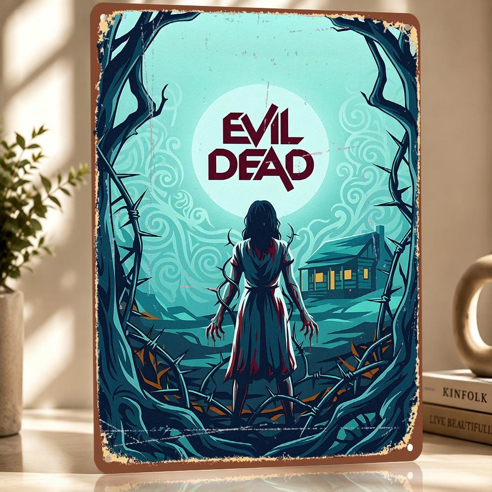 Evil Dead Horror Movie Art Poster Retro D Printed Metal Signs Customized Wall Hanging Gift for Decoration Room Tin Sign Bedroom