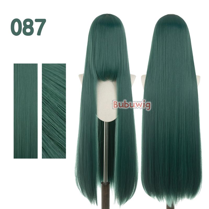Bubuwig Synthetic Hair 100cm Long Straight Pure Color Cosplay Wigs Over 100 Colors Black White Red Blue Brown Wig Heat Resistant