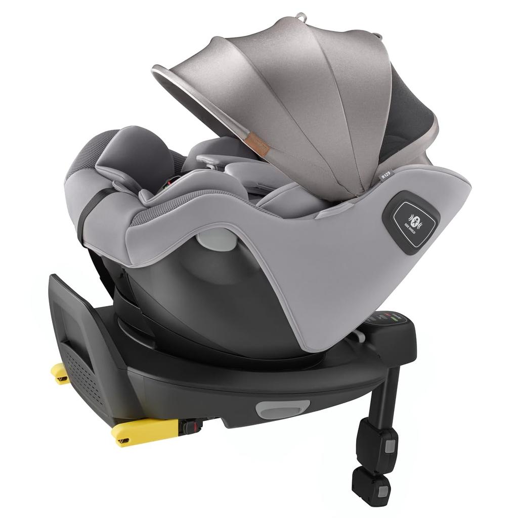 Aprica Child Seat ISOFIX Fixed Kururilla X Plus from Newborn To Around 4 Years Old Rotating R129 Compatible Separate System (Greige) [2024 Model]