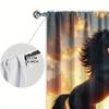2pcs Brown Steed Under the Sunset Printed Curtain for Home Decor - Rod Pocket Window Treatment for Bedroom, Office, Kitchen