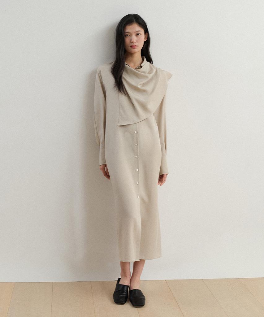 Towave Layer Shirt Dress_Khaki Beige