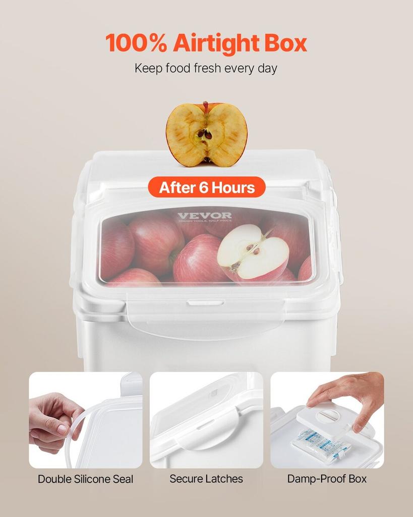 4.5Gal/20L Large Ingredient Storage Container Airtight Kitchen Flour Bin