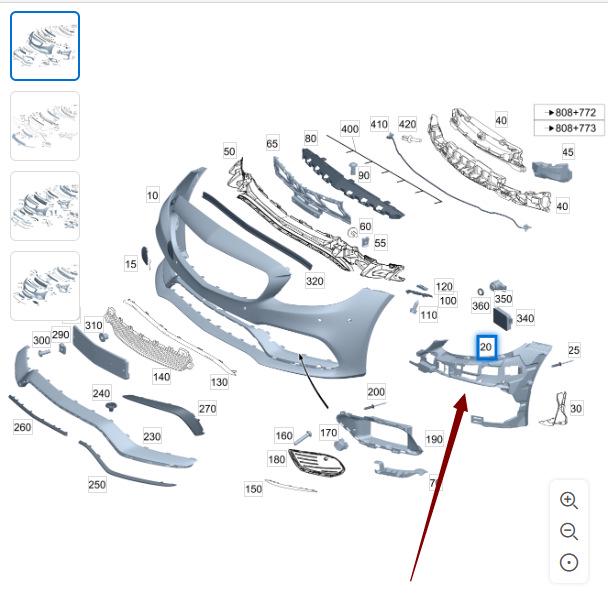 Mercedes-Benz W205 C200 Front Bumper Liner A2058853165/A2058853265